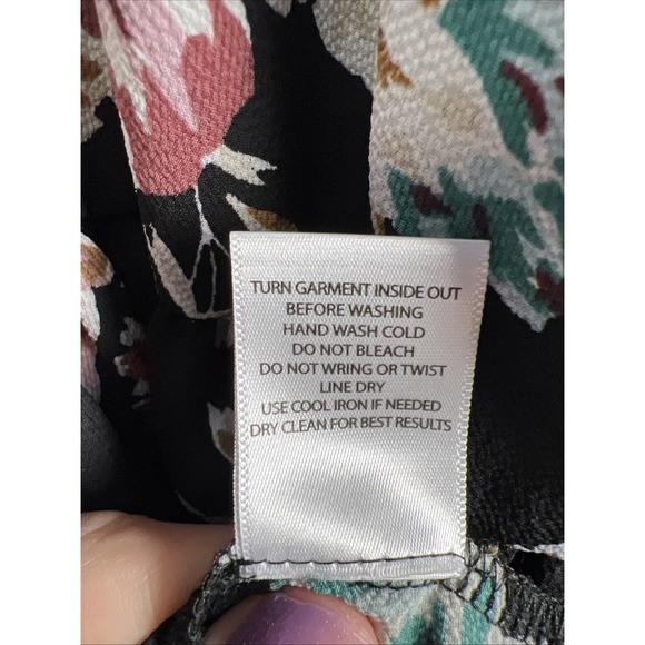 Altar'd State Floral Balloon Sleeve Tie Neck Tiered Babydoll Top Size Medium - Picture 8 of 9